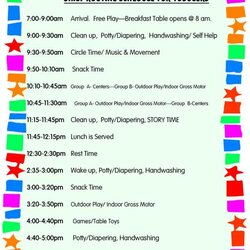 Daily Schedule For Toddlers Preschool Daycare Schedules Template Routine Routines Forms