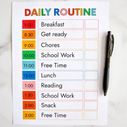 Fantastic Printable Daily Routine Schedule Template