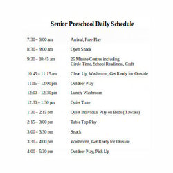 Marvelous Preschool Daily Schedule Templates In Doc Template Free