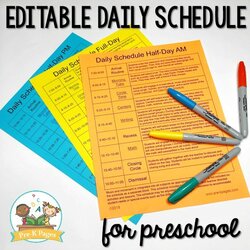 Preschool Daily Schedule Template Editable