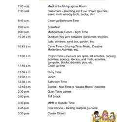 Wonderful Daily Schedule Template For Preschool Printable Daycare Schedules Half Routine Kindergarten Kids
