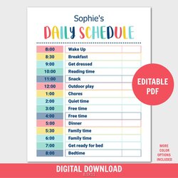 Superlative Kids Daily Schedule Template Routine Australia