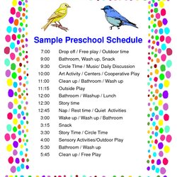 Daily Schedule Template For Preschool Printable Classroom Sample Daycare Children School Kindergarten Care