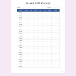 Brilliant Hours Schedule Templates Doc Excel Hour Template Shift Word Details Free