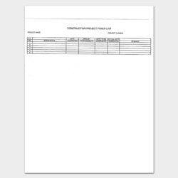Super Punch List Template Word Excel Format Construction