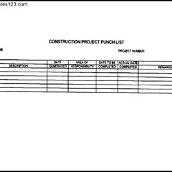 The Highest Standard Commercial Construction Punch List Template Sample Templates