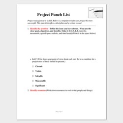 Punch List Template Word Excel Format Construction Commercial Project