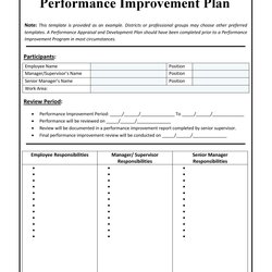 Marvelous Performance Improvement Plan Templates Examples Template Action Business Employee Report Employees