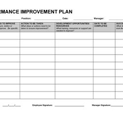 Performance Improvement Plan Templates Examples Employee Managers Develop Template