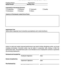 Super Personal Improvement Plan Template Performance Employee Action Templates Examples Form Example