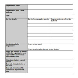 Exceptional Free Sample Improvement Plan Templates In Ms Word Template Business Download
