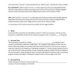 Printable Construction Contract Templates At Contractor