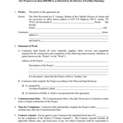 Perfect Construction Contract Template Free Printable Agreement For