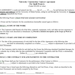 Tremendous Free Construction Contract Agreement Samples Word Day To Sample