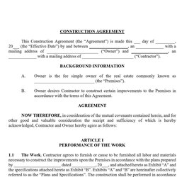 Sample Construction Contract Template Agreement Optimal