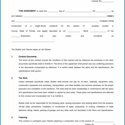 Free Printable Residential Construction Contract Template Sample Contracts Samples Outstanding Templates Form
