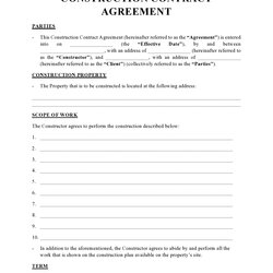 Simple Construction Contract Templates Free Template