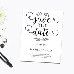 Fine Save The Date Template Printable Simple Classic