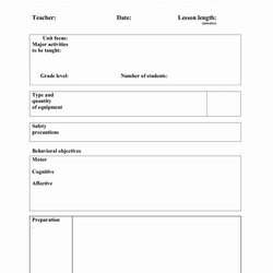 Lesson Plan Template Physical Education Blank Worksheets Phys Simple Top High Resolution
