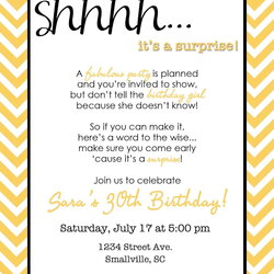 High Quality Wording For Surprise Birthday Party Invitations Download Hundreds Invitation Message Printable