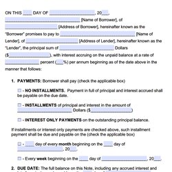 Peerless Unsecured Promissory Note Template Notes Word Microsoft Adobe