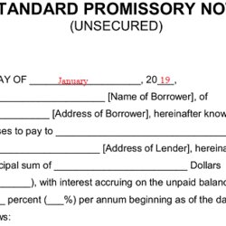 Champion Free Unsecured Promissory Note Template Word Borrower Loan Simple Blank Standard Vs Lender State