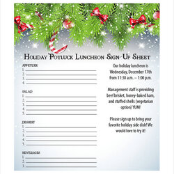 Outstanding Sign Up Sheets Free Premium Templates Sheet Template Potluck Christmas Holiday Printable Party