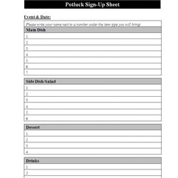 Superb Potluck Sign Up Sheet Template Sheets Templates Printable Thanksgiving Business Lunch Assignment List