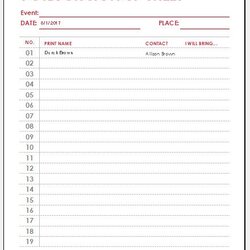 Preeminent Potluck Sign Up Sheet Templates For Excel Word Template Sheets Google Year Eve Details Preview