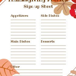 Magnificent Thanksgiving Potluck Sign Up Sheet