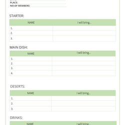 Admirable Best Potluck Sign Up Sheets For Any Occasion Sheet Kb