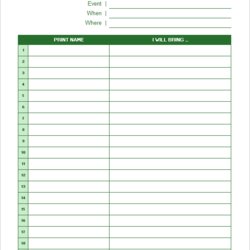 Matchless Potluck Sign Up Sheets For Excel And Google Sheet Printable Description