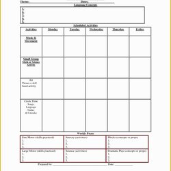 Great Lesson Plan Template Free Of Doe Preschool Printable Blank Templates Plans Unit Sheets But Planning