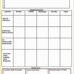 The Highest Standard Lesson Plan Template Free Of Blank Preschool Weekly Printable