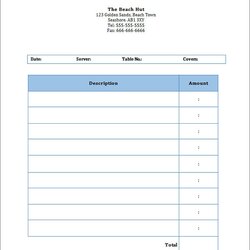 Admirable Free Blank Invoice Template For Excel Word Restaurant Food Templates Hotel Doc Personal Example
