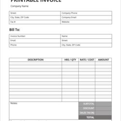 Terrific Free Printable Invoice Template Word Excel