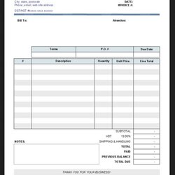 Printable Blank Invoice Template Sample Templates