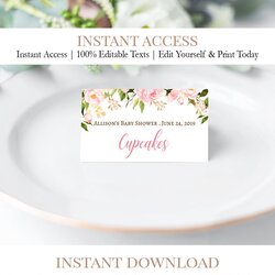 Outstanding Floral Baby Shower Place Cards Printable Table Tents