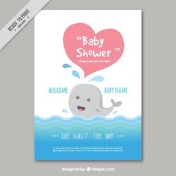 Splendid Baby Shower Place Cards Template Free Editable Card With Smiling Whale