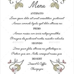 Superlative Wedding Menu Template Free Sample Example Format Download Simple Templates Clear For