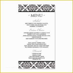 Admirable Free Wedding Menu Templates For Microsoft Word Of Damask Editable Template Text Black