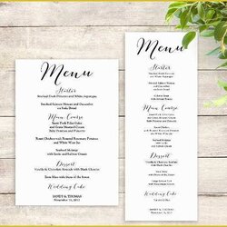 Marvelous Free Wedding Menu Templates For Microsoft Word Of Template Food Card