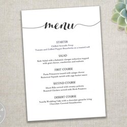 Wedding Menu Templates For Microsoft Word With Blank