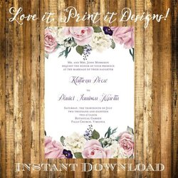 Wedding Menu Templates For Microsoft Word Free Invitation Or Bridal Shower Template Vintage Floral Editable