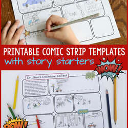 Preeminent Printable Comic Strip Templates With Story Starters Frugal Regard To Blank Template For Kids