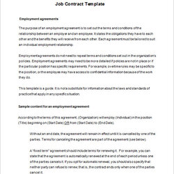 Peerless Template For Employment Contract Printable Schedule Employee Job Agreement Example Templates Free