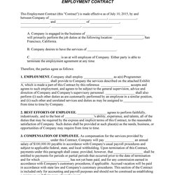 Sublime Ready To Use Employment Contracts Samples Templates Contract
