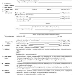 Free Printable Employment Contract Sample Form Generic Contracts Example Agreement Templates Contractor