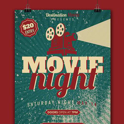 Exceptional Movie Night Flyer Template Free Format Download Templates Poster Retro Choose Board