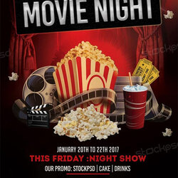 Champion Free Movie Night Flyer Templates Template Poster Invitation Party Movies Downloads Vector